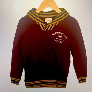 Gucci, boys, burgundy sweatshirt with ribknit, web trim, size‎ 6 toddler